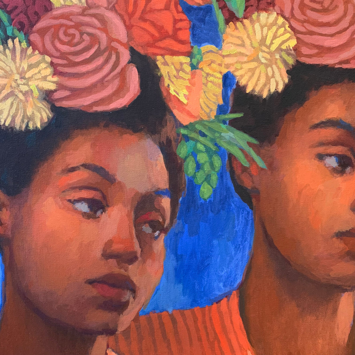 woman with flowers (original painting)