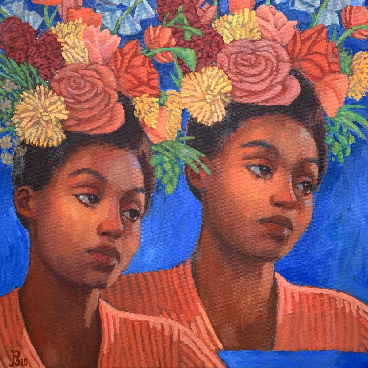 woman with flowers (original painting)