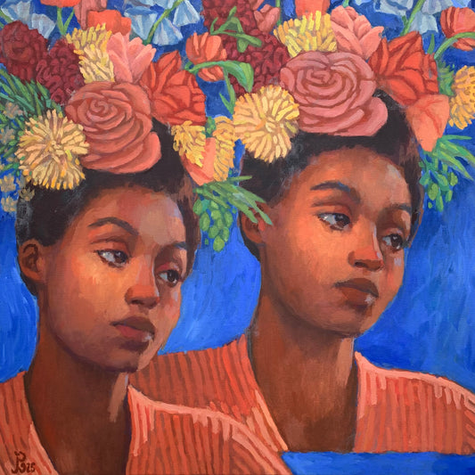 woman with flowers (original painting)