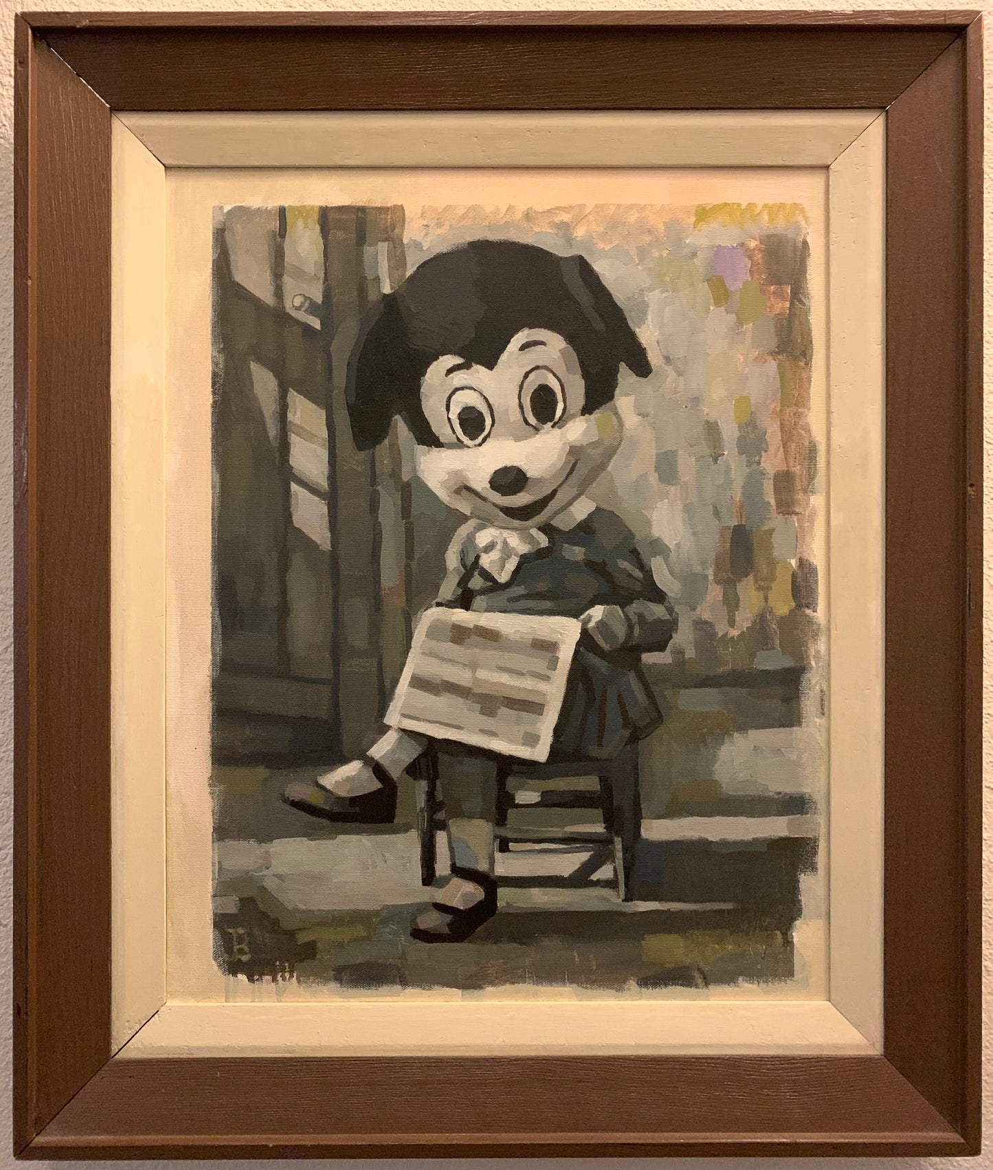 Mickey with newspaper