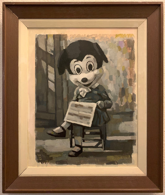 Mickey with newspaper